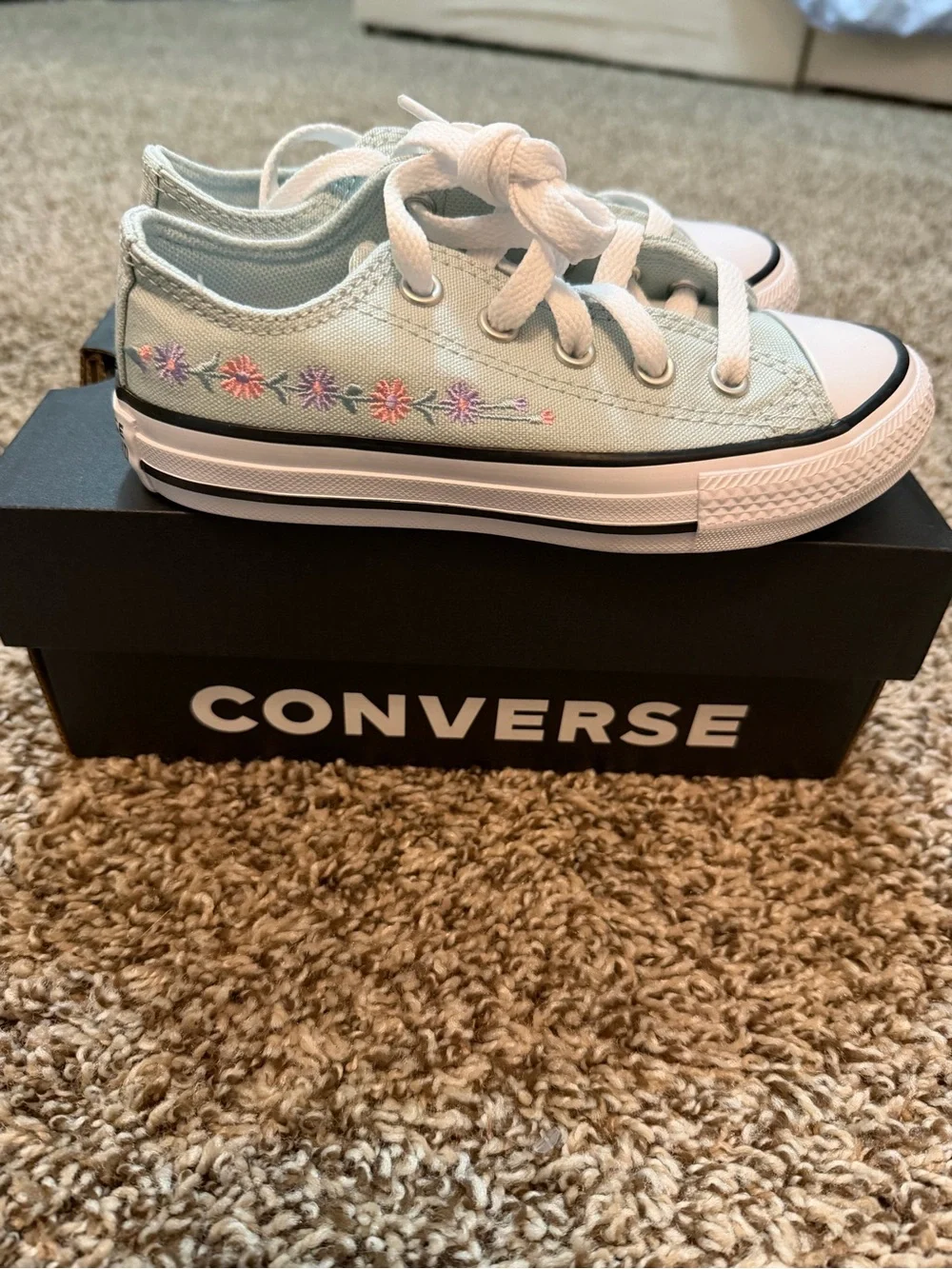 Converse Kids Low-Top Sneakers in Mint Green and White